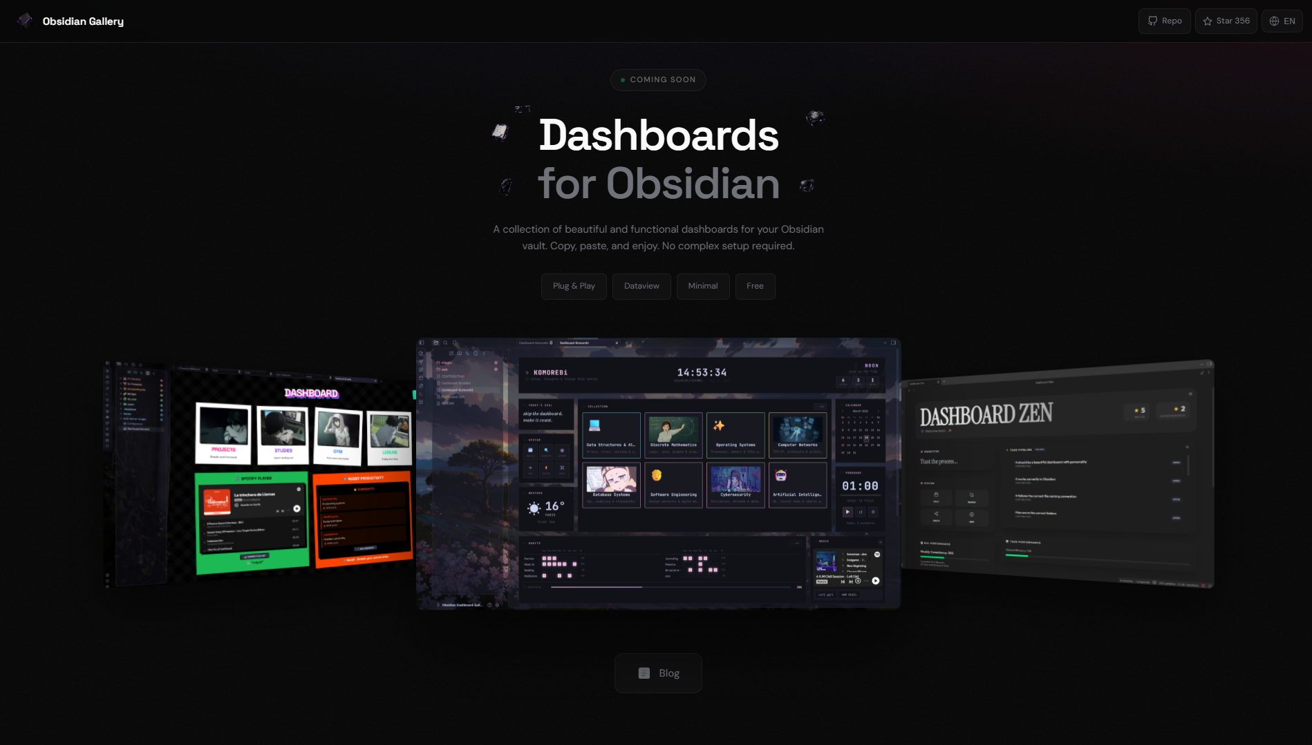Obsidian Dashboard Gallery preview